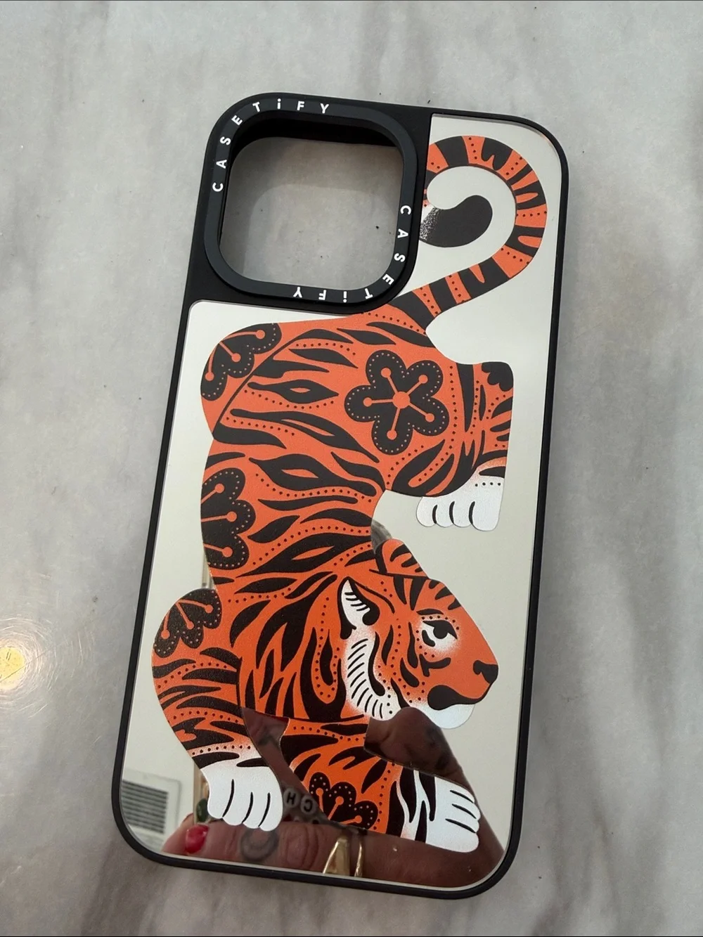 NWOT Casetify Tiger Mirror iPhone Case - Orange & White 14 pro max